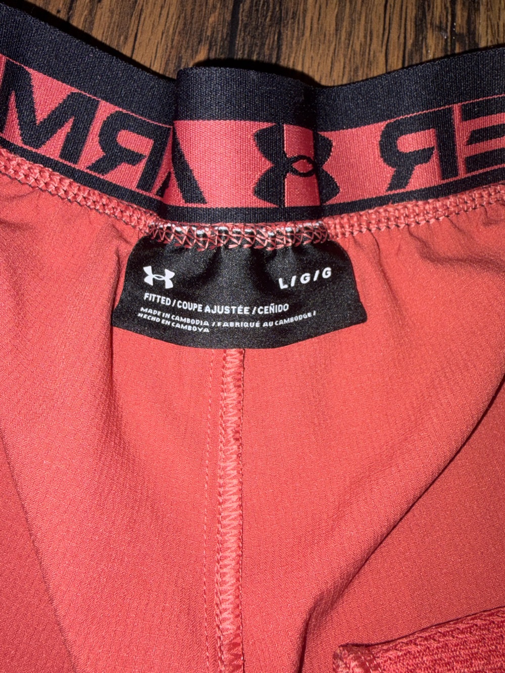 Under Armour Light Red Men's Athletic Shorts with Branded Waistband - Picture 3 of 4